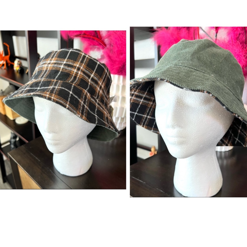 World Market Corduroy Plaid Bucket Hat